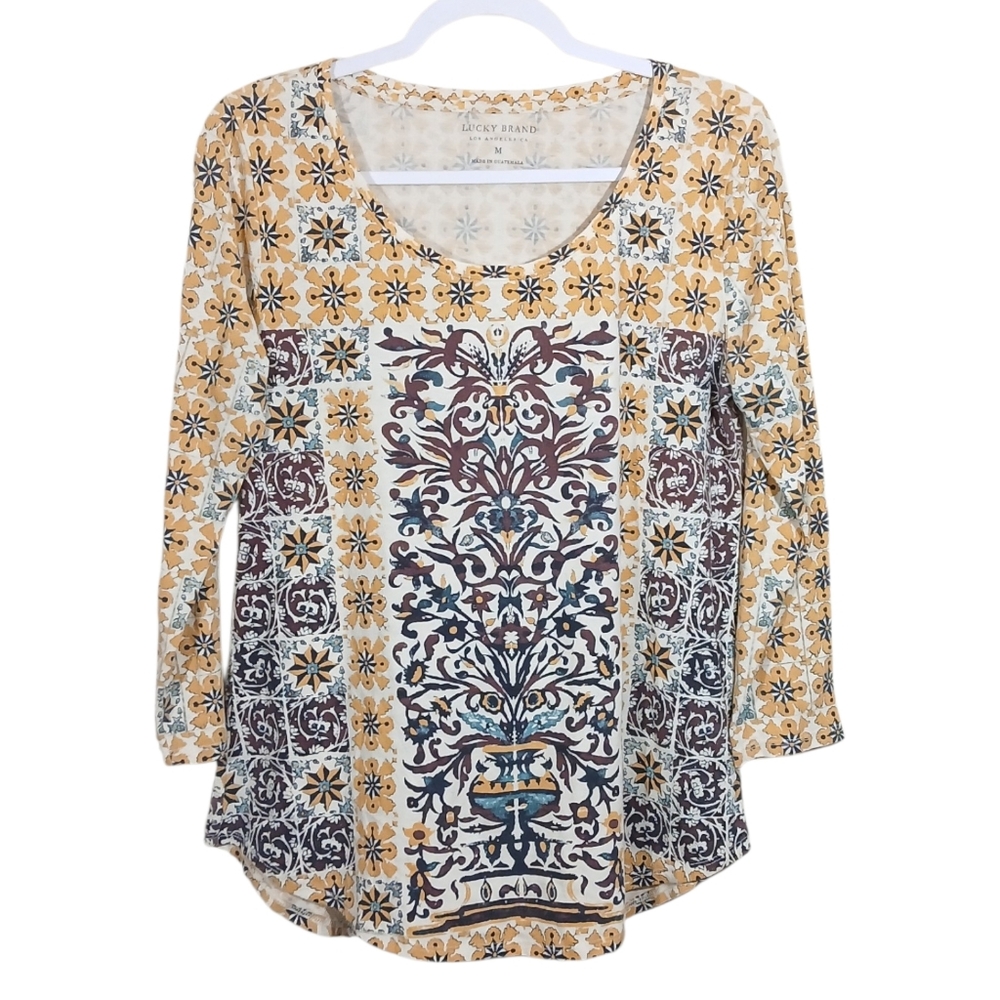 Lucky Brand Floral Boho Lightweight Colorful Top Medium